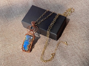 230648 wire wrapping 拉長石 銅線 繞線 吊墮