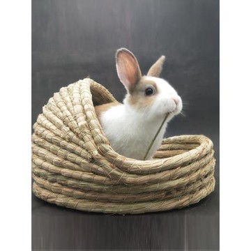 吱娃兔兔子草窩天然磨牙兔窩墊籠子用品稻草窩手工編織結實不易散