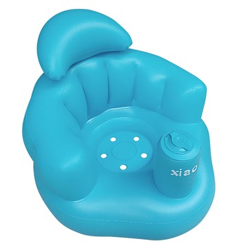 E.dot 按壓式加大款充氣小沙發 藍色 PVC材質  50 x 40 x 45cm