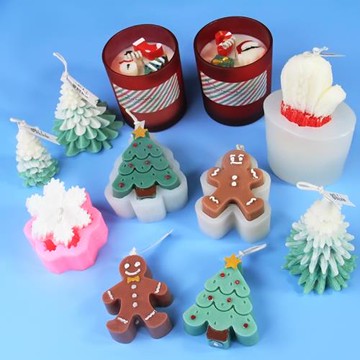 姜餅人手套雪花圣誕節石膏模立體圣誕樹DIY香薰蠟燭圣誕蠟燭模具