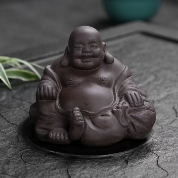 宜興沈衛國純手工紫砂彌勒佛茶寵擺件大號工藝品雕塑茶具可養禪意