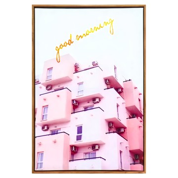 STYLEG時代家居 油畫布有框畫 -粉紅滿屋  60 x 40 x 3.5cm  木色