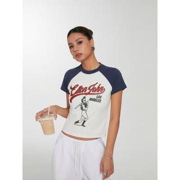 DiscoGlam 設計感小眾短款上衣2025年新款字母印花短袖T恤女夏季