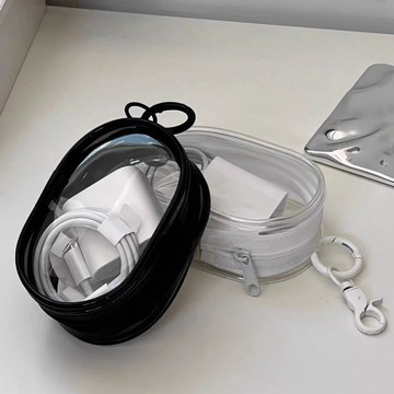 精選好物🌟【牛津布材質】數據線充電器充電收納透明繞線 便攜 隨身外出耳機收納盒 手機整理