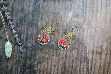 琵琶原創經典中國風復古手工刺繡耳環清新配飾品