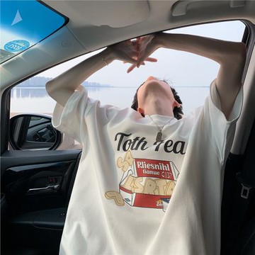 青少年t恤男短袖夏季潮牌潮流寬松純棉上衣初中生高中生半袖體恤