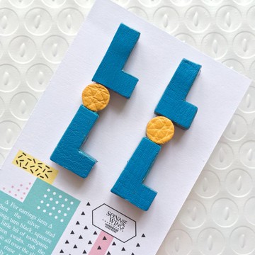 節日禮物 LoL配色皮革耳環 純銀耳針