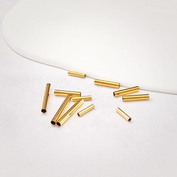 宏雲Hongyun-（100pcs）fn-真空電鍍18k金保色鈦鋼通孔光面直管diy穿珠飾品配件手工材料