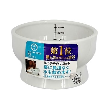 Necoichi 貓壹 快樂食光高腳水碗 - 陶瓷製品 350ml  糖果圖 白色  1個