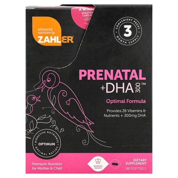 Zahler, Prenatal + DHA 300 特優效產前 DHA 軟凝膠，180 粒裝