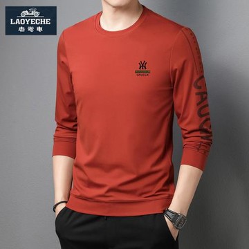 老爺車長袖T恤男士圓領衛衣春秋季薄款休閑上衣服男式t潮流打底衫