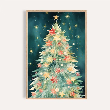 星語耶誕樹 Starlit Christmas Wishes / 耶誕樹海報 掛畫 無框畫