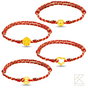 【TLH】黃金墜 純金999 多選 馬年五彩繩開運編織手鍊 約重0.02錢±0.01 (過爐、純金999、彌月禮、招財、平安)