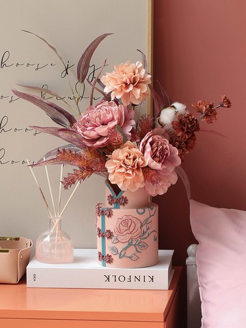 輕奢中式旗袍花瓶擺件高級感客廳插花餐桌花藝家居藝術高檔裝飾品