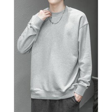 350g重磅男士衛衣2025新款秋冬季搖粒絨圓領無帽長袖t恤加絨加厚