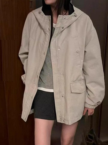 【可開發票】xiaoman韓國帶帽子加厚外套女2025秋冬天新款寬鬆顯瘦休閒衝鋒衣