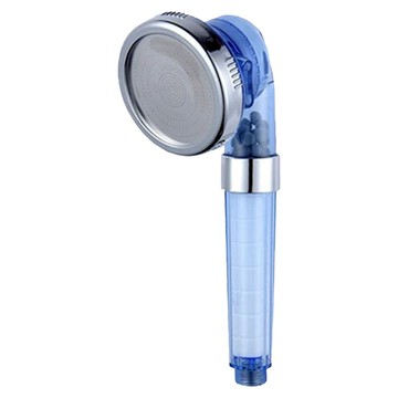 葉子小舖 彎頭三段SPA過濾蓮蓬頭 藍色 可拆洗過濾 SPA按摩水柱  1個