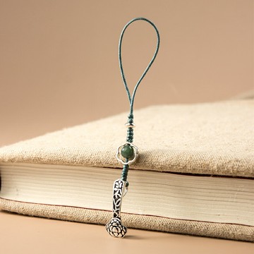 925銀平安如意手機繩U盤鑰匙扣掛件創意個性汽車鏈圈環網紅掛飾