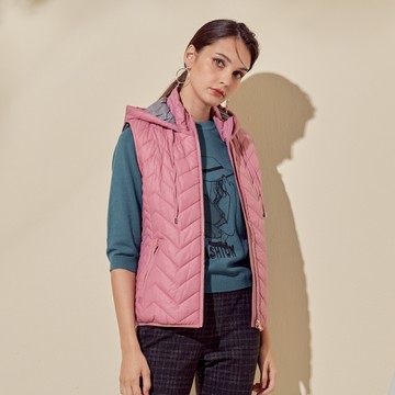 CLL巧玲瓏 簡約壓紋鋪棉連帽背心 3674115