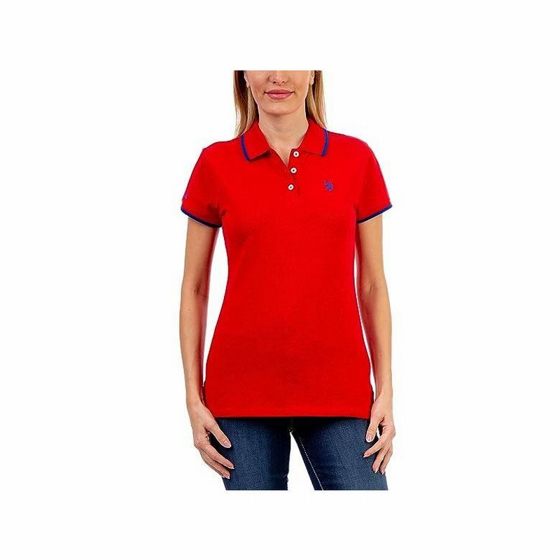ユーエスポロ アッスン POLO ASSN. Tipped Polo Shirt レディース シャツ トップス Racing Red  LINEショッピング