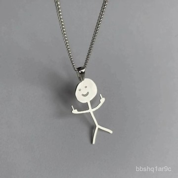 📿限時下殺📿新款熱銷趣味個性卡通塗鴉火柴人項鏈ins可愛男女情侶搞怪潮流