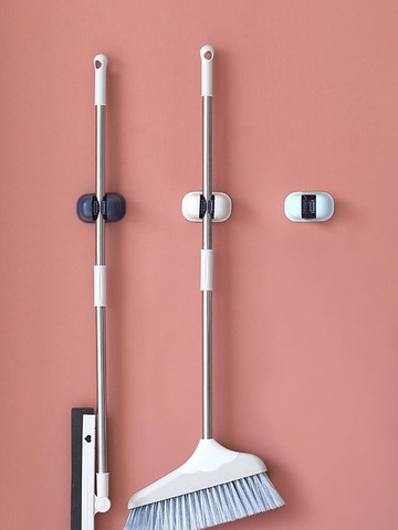 衛生間免打孔壁掛式拖把夾神器掃把掛鉤免釘卡座墻上強力無痕掛架