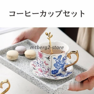 コーヒーカップ カップ ソーサー スプーン花柄 4タイプ 3点セット 来客用 おしゃれ 上品カフェ風 ギフト プレゼント 誕生日プレゼント 粗陶土 手づくり 通販 Lineポイント最大get Lineショッピング
