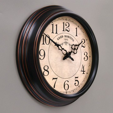 美式鄉村復古靜音掛鐘歐式古典仿古掛表客廳個性時鐘家居裝飾鐘表