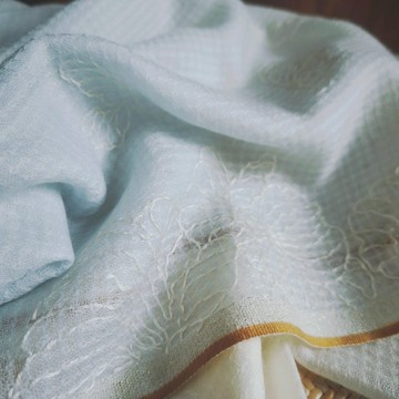 手工刺繡畫 漸變色 全綿羊毛圍巾 免費手綉英文字母