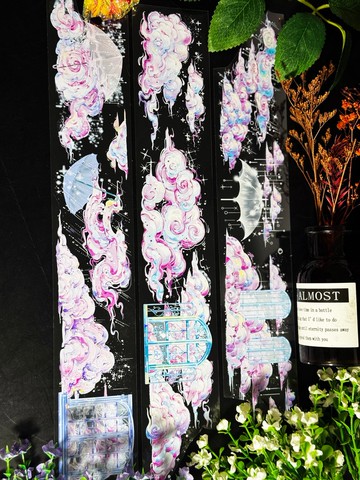 彩云織星 PET 紙膠帶 白墨 貝殼光 10米卷