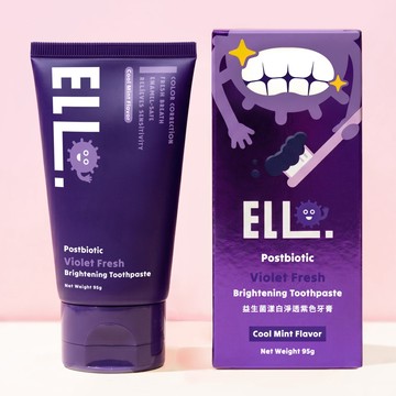 ELLO 研舒肌 益生菌漾白淨透 紫色牙膏（無氟舒敏抗敏校色亮白 牙齒潔淨美白抗敏感 不含氟 敏感敏感性牙齒 口臭煙垢