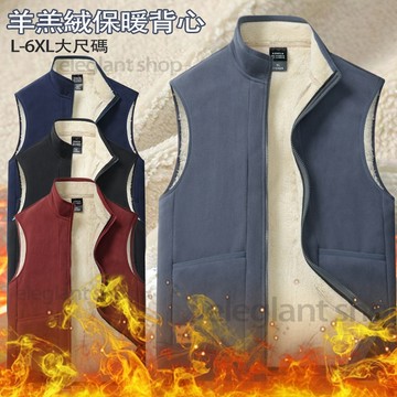 【台灣出貨】L-6XL大尺碼羊羔絨加厚背心 秋冬外套 雙面休閒加絨外套 防風刷毛背心男 加絨加厚防寒馬甲背心立領保暖背心