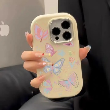 🔥南區現貨🔥新款彩色蝴蝶膚感殼iPhone15/14ProMax手機殼13蘋果12/11金屬框XS