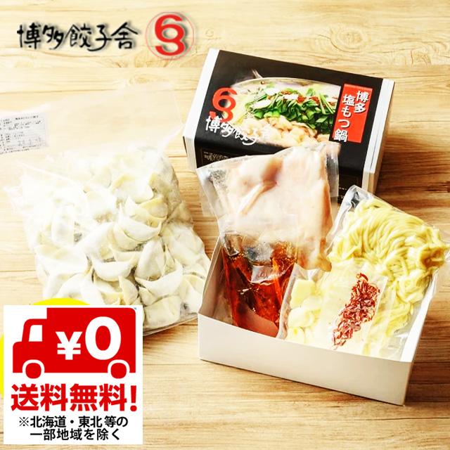 送料無料　博多餃子603　博多ひと口餃子100個＆博多もつ鍋セット（2〜3人前）産地直送　代引・同梱不可