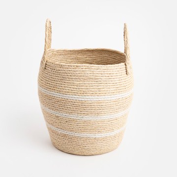 艾禮思編織提把收納籃S 條紋自然色