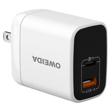 OWEIDA 歐威達 1A1C 雙孔極速充電器 20W(Max) 摺疊插腳  白色  1個