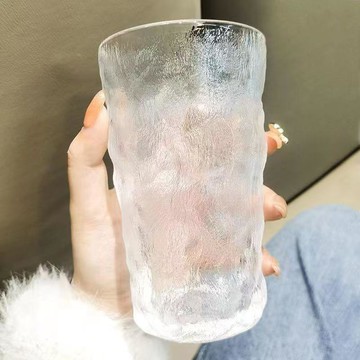 🌟臺灣出貨🌟冰川紋玻璃杯高顏值水杯女果汁飲料杯子ins風樹紋咖啡杯啤酒杯 玻璃杯 透明玻璃杯 玻璃水杯 酒杯