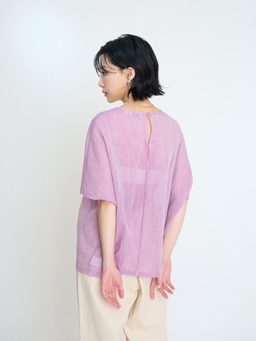 微風V型滾邊罩衫-桂花