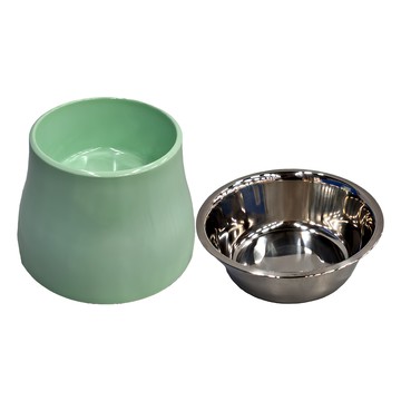 台寵 北歐寵物高碗 L 美耐皿 不鏽鋼  綠色  1個