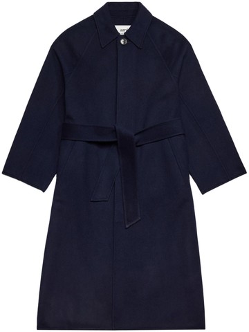 AMI Paris - belted wool-cashmere coat - women - Wool/Cashmere - 36 - Blue