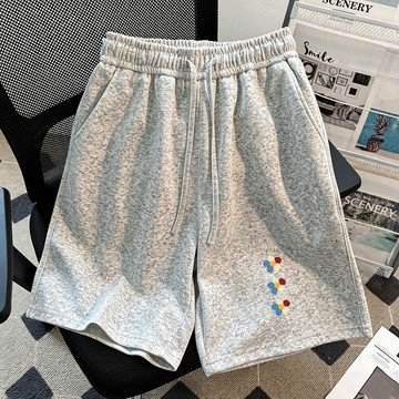 【FOH】運動短褲 美式短褲 夏天短褲 純棉短褲 彈性短褲 抽繩短褲 高腰短褲 寬鬆短褲 ins風短褲 休閒短褲女