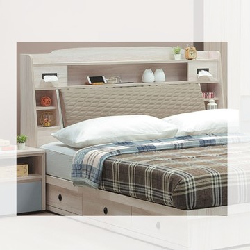 【顛覆設計】恩格斯USB夜燈靠枕床頭箱(雙人5尺)