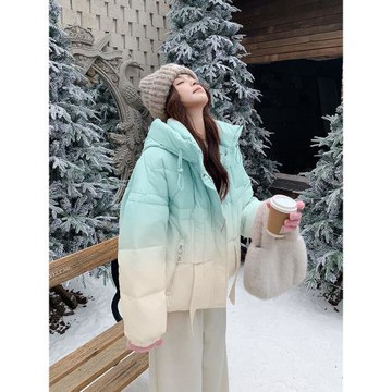 漸變藍色超好看短款羽絨服2026新款女冬小眾設計感流行爆款厚外套