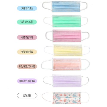 Dr. PAUL - 兒童醫療級素色平面口罩/雙鋼印/台灣製--5款五色系混裝 顏色隨機-每色10入  湖水藍、湖水綠...