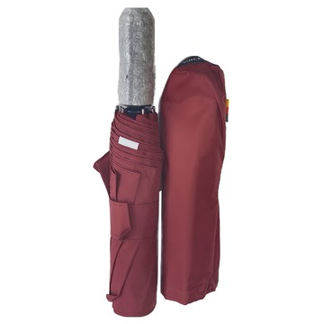 boy 三折多段式不鏽鋼商務傘 防回彈安全節節收 鐵氟龍超潑水  咖紅色