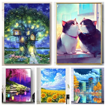 💛台灣現貨💛盒裝💛 新款5D鑽石畫 DIY鑽石貼畫 滿鑽 大幅 手工點鑽畫 手作 立體貼鑽畫 水鑽 新年鑽貼 黏鑽畫