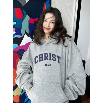 好東西鐘楚曦同款灰色衛衣女款秋冬款加絨今年流行爆款外套上衣服