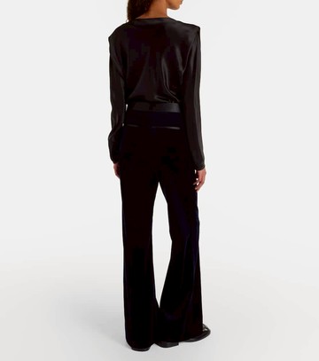 Victoria Beckham Satin-trimmed velvet wide-leg pants