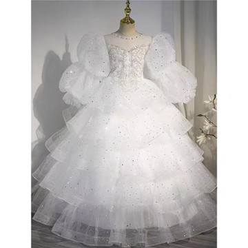 兒童禮服女童主持人夏季高端輕奢小眾公主裙花童婚禮鋼琴演出服