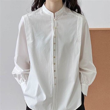 【巴黎精品】現貨+預購 高級法式長袖T恤上衣親膚透氣大碼寬鬆襯衫百搭休閒女裝-溫柔白襯衣女上衣a1kt5